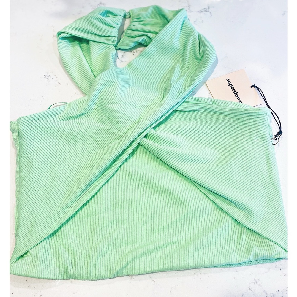 Green Wrap Top, Crop Top, Halter Top